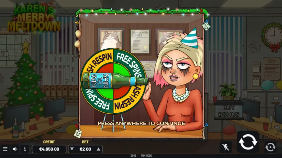 Karen’s Merry Meltdown slot gameplay interface
